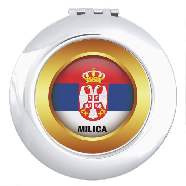 Patriotic flag of Serbia Compact Mirror (Front)