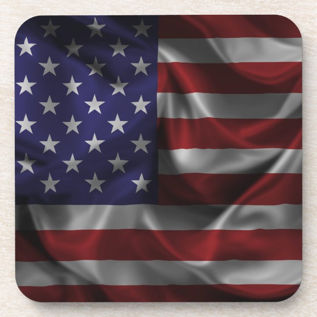 Patriotic Flag Of The United States Of America Beverage Coaster (Front)