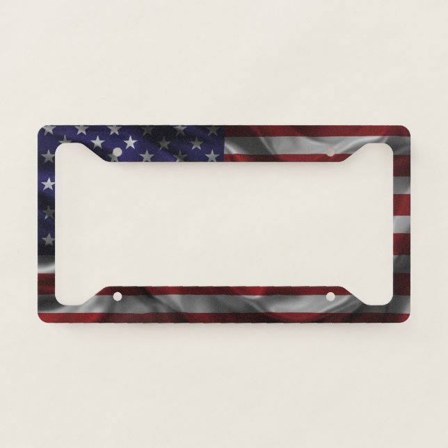 Patriotic Flag Of The United States Of America License Plate Frame (Front)