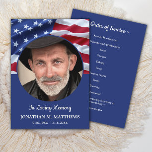 Patriotic Flag Order Of Service Funeral Program