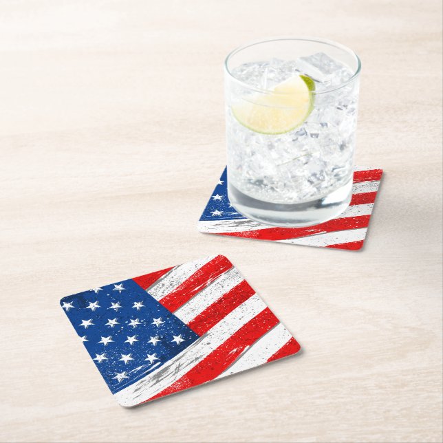 Patriotic Flag Paper Drink Coaster (Insitu)