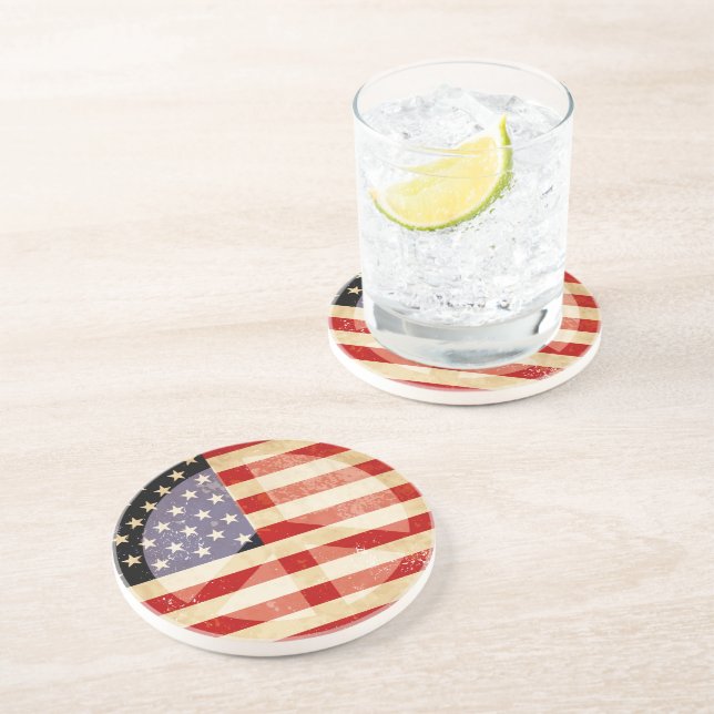 Patriotic Flag Peace Sign Drink Coaster (Side)