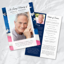 Patriotic Flag Photo Memorial Service Program