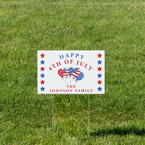 Patriotic Flag Red White Blue Balloons 4th Of July Sign