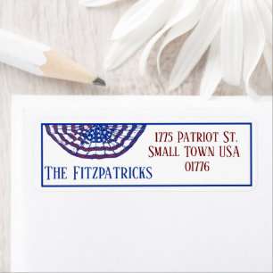 Patriotic Flag Rosette Red White and Blue Address Label