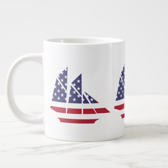 Patriotic Flag Sailboat Coffee Mug Specialty Mug (Left)