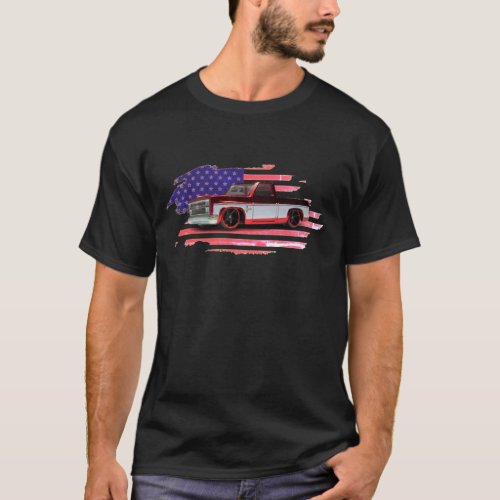 Patriotic flag square body truck dark T_Shirt