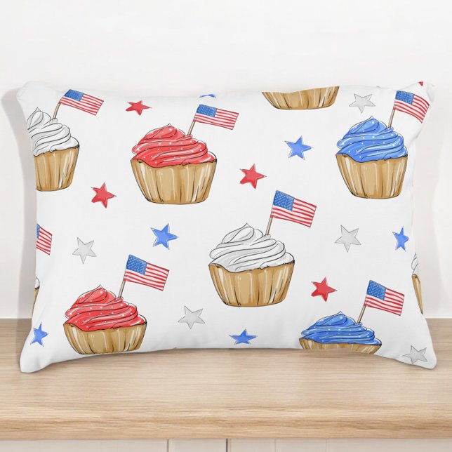 Patriotic Flag Star Cupcake Red White Blue  Accent Pillow (Creator Uploaded)