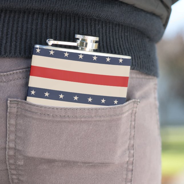Patriotic Flag Style Stripes Flask (In Situ)