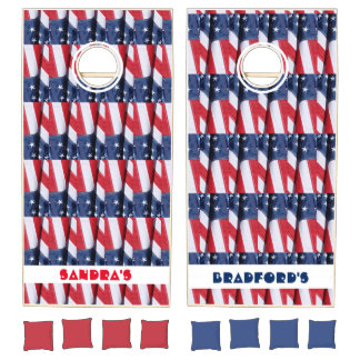 Patriotic flag with names  cornhole set