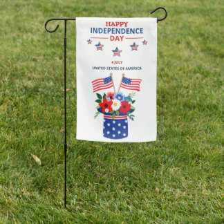 Patriotic Flags & Flowers 4th of July Garden Flag