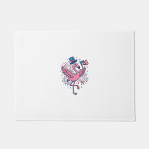 Patriotic Flamingo Fireworks Vector Design_1 Doormat