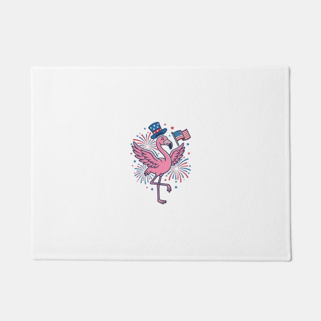 Patriotic Flamingo Fireworks Vector Design_1 Doormat (Front)