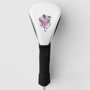 Patriotic Flamingo Fireworks Vector Design_1 Golf Head Cover