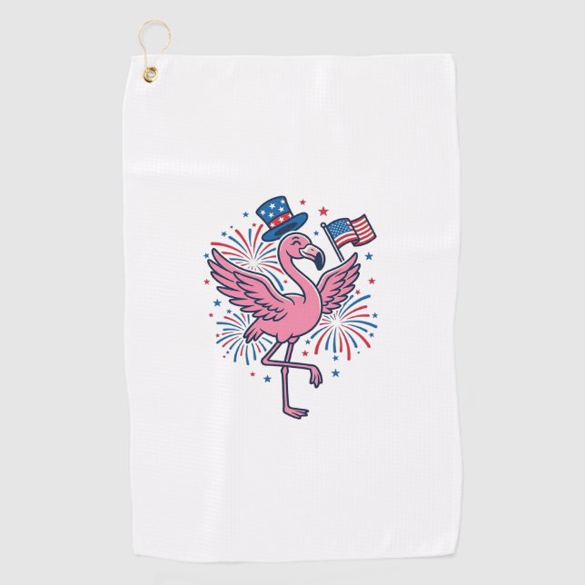 Patriotic Flamingo Fireworks Vector Design_1 Golf Towel (Front)