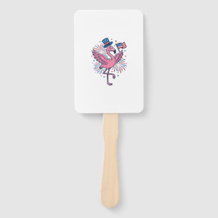 Patriotic Flamingo Fireworks Vector Design_1 Hand Fan