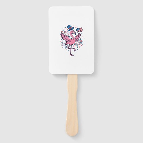 Patriotic Flamingo Fireworks Vector Design_1 Hand Fan