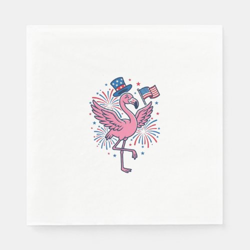 Patriotic Flamingo Fireworks Vector Design_1 Napkins