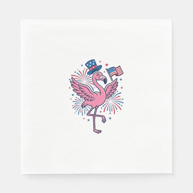 Patriotic Flamingo Fireworks Vector Design_1 Napkins (Front)