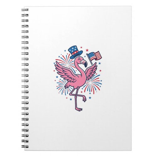 Patriotic Flamingo Fireworks Vector Design_1 Notebook