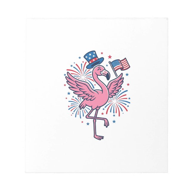 Patriotic Flamingo Fireworks Vector Design_1 Notepad (Front)