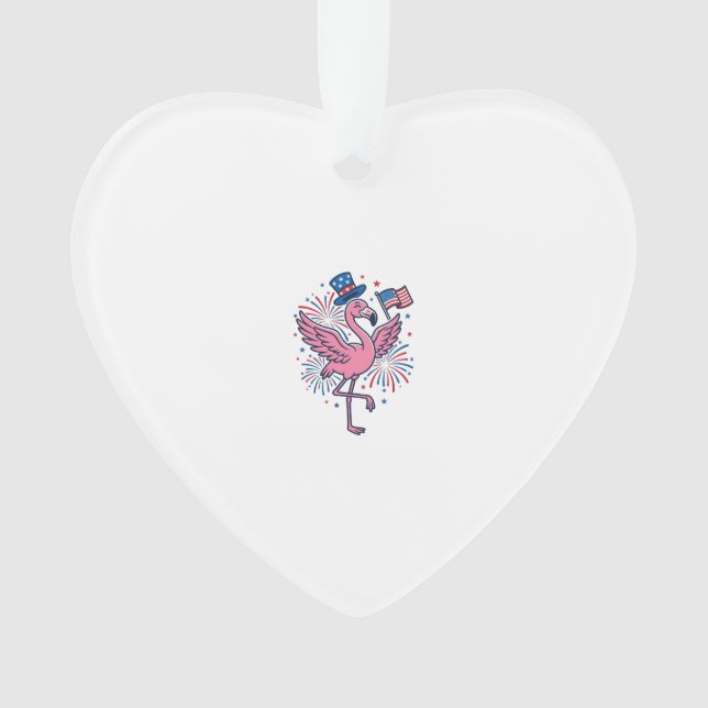 Patriotic Flamingo Fireworks Vector Design_1 Ornament (Front)