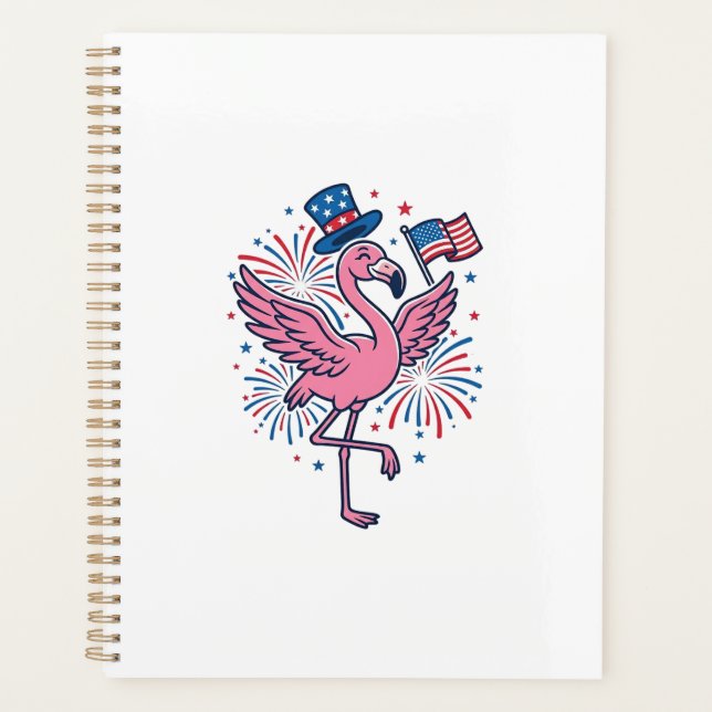 Patriotic Flamingo Fireworks Vector Design_1 Planner (Front)