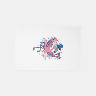 Patriotic Flamingo Fireworks Vector Design_1 Rug