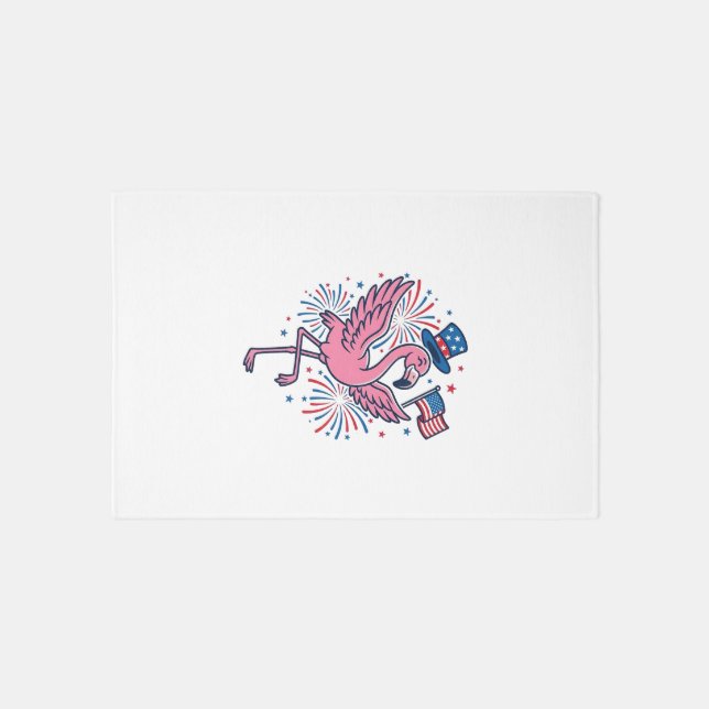 Patriotic Flamingo Fireworks Vector Design_1 Rug (Front)