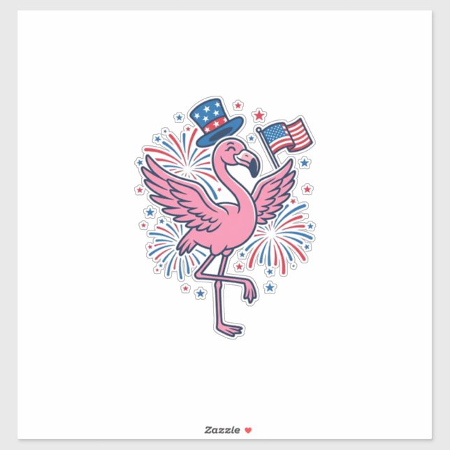 Patriotic Flamingo Fireworks Vector Design_1 Sticker (Sheet)