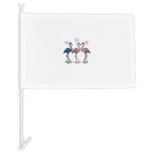 Patriotic Flamingo Trio Vintage Engraving Design_1 Car Flag