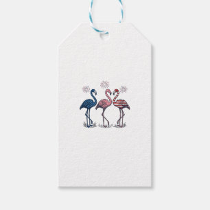 Patriotic Flamingo Trio Vintage Engraving Design_1 Gift Tags