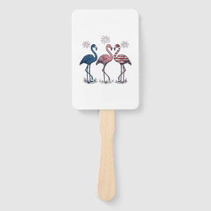 Patriotic Flamingo Trio Vintage Engraving Design_1 Hand Fan