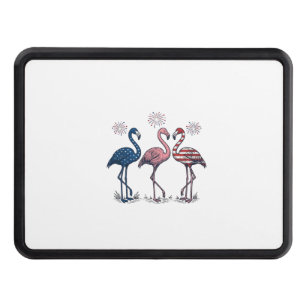 Patriotic Flamingo Trio Vintage Engraving Design_1 Hitch Cover