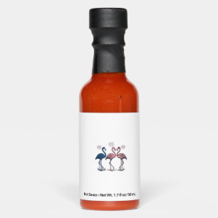 Patriotic Flamingo Trio Vintage Engraving Design_1 Hot Sauces