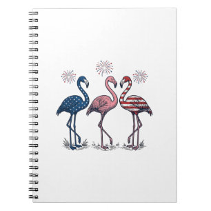 Patriotic Flamingo Trio Vintage Engraving Design_1 Notebook