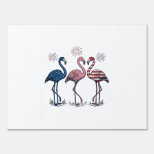 Patriotic Flamingo Trio Vintage Engraving Design_1 Sign