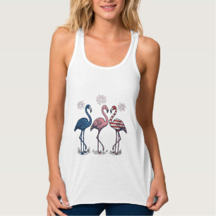 Patriotic Flamingo Trio Vintage Engraving Design_1 Tank Top