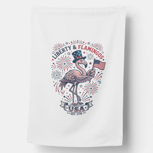 Patriotic Flamingo Vintage Engraving Shirt Design_ House Flag