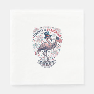 Patriotic Flamingo Vintage Engraving Shirt Design_ Napkins
