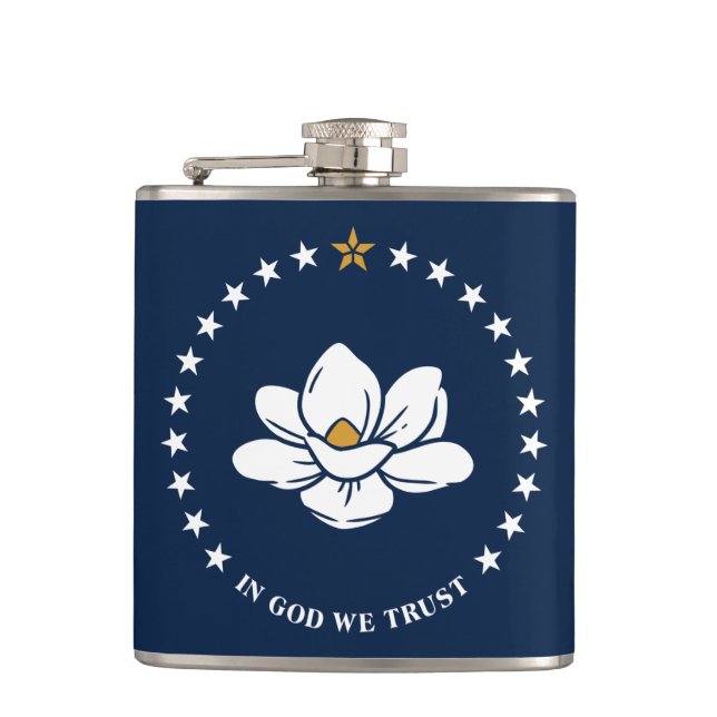 Patriotic flask with Flag of Mississippi State, US (Front)