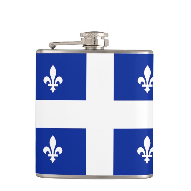 Patriotic flask with Flag of Quebec (Front)