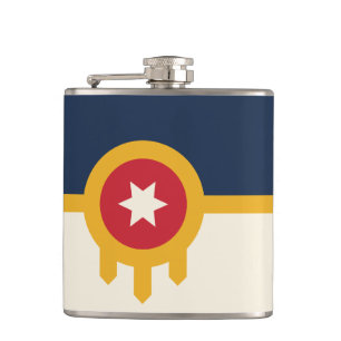 Patriotic flask with Flag of Tulsa City