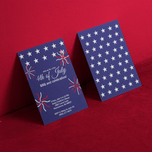 Patriotic Flat Graphic 4th of July Invitation