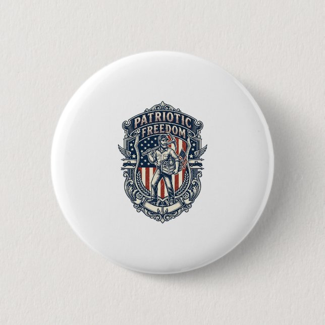 Patriotic Flea Market Picker Vector Graphic Tee Button (Front)