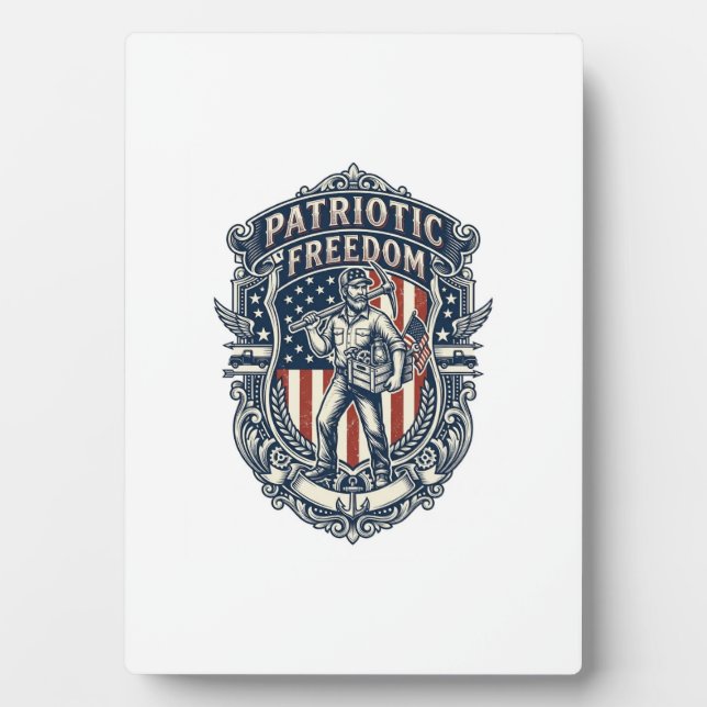 Patriotic Flea Market Picker Vector Graphic Tee Plaque (Front)