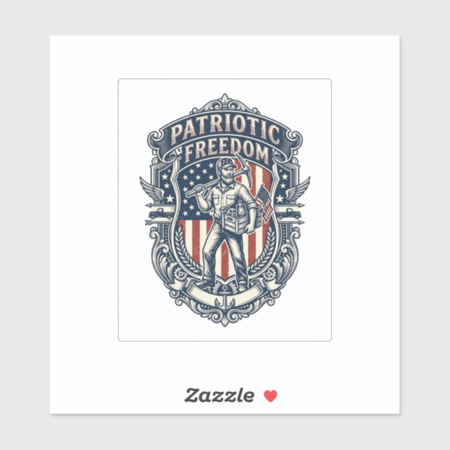 Patriotic Flea Market Picker Vector Graphic Tee Sticker (Sheet)