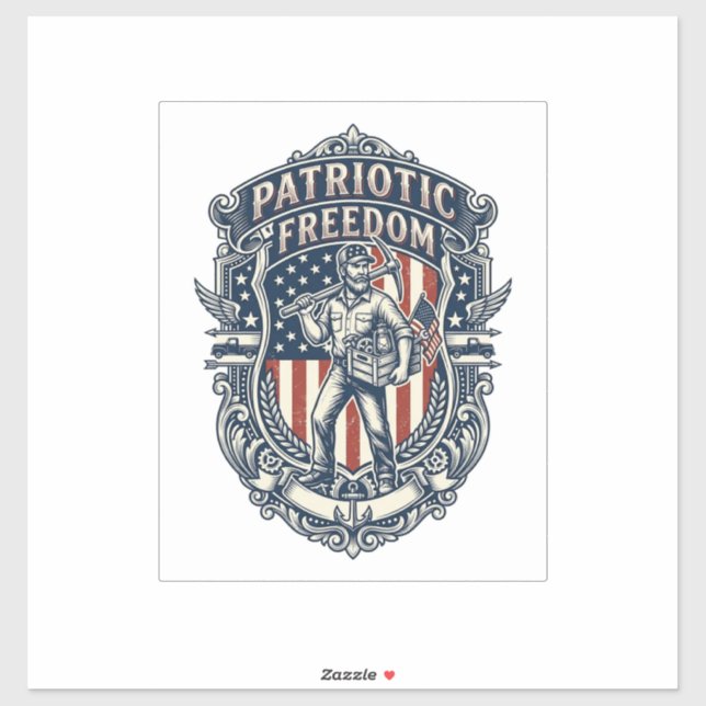 Patriotic Flea Market Picker Vector Graphic Tee Sticker (Sheet)