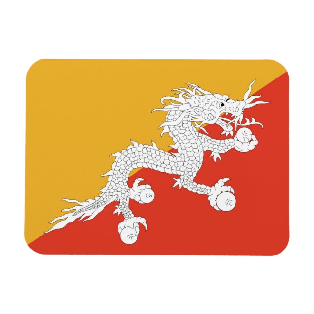 Patriotic flexible magnet with flag of Bhutan (Horizontal)