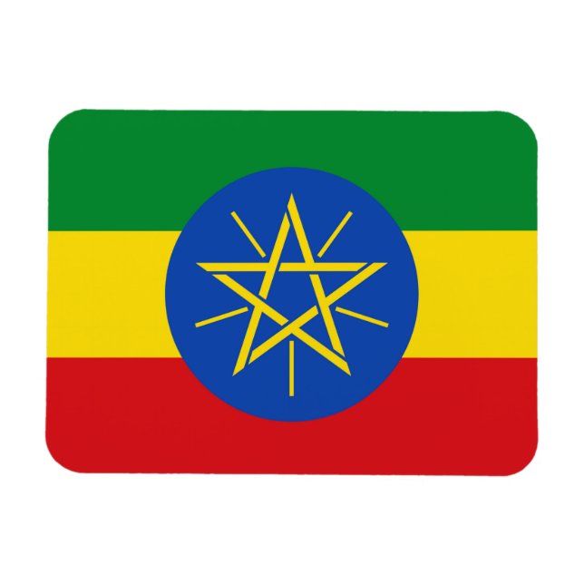 Patriotic flexible magnet with flag of Ethiopia (Horizontal)